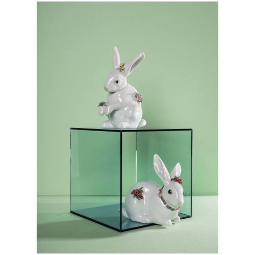 Sitting Bunny with Flowers Figurine 5