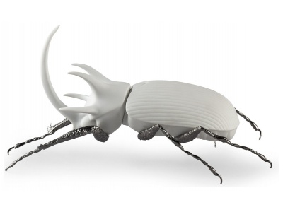 Rhinoceros Beetle Figurine. Matte White