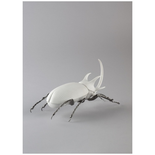 Rhinoceros Beetle Figurine. Matte White 6