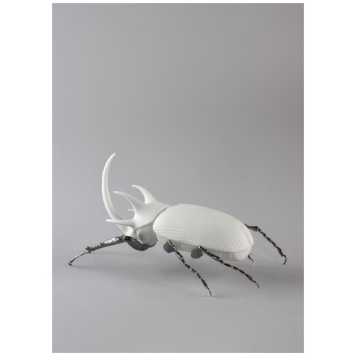 Rhinoceros Beetle Figurine. Matte White 7