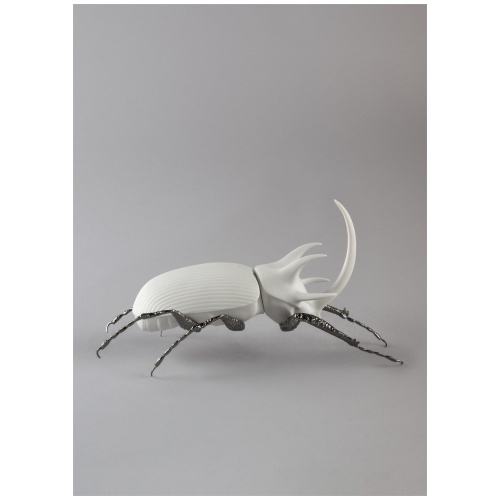 Rhinoceros Beetle Figurine. Matte White 8