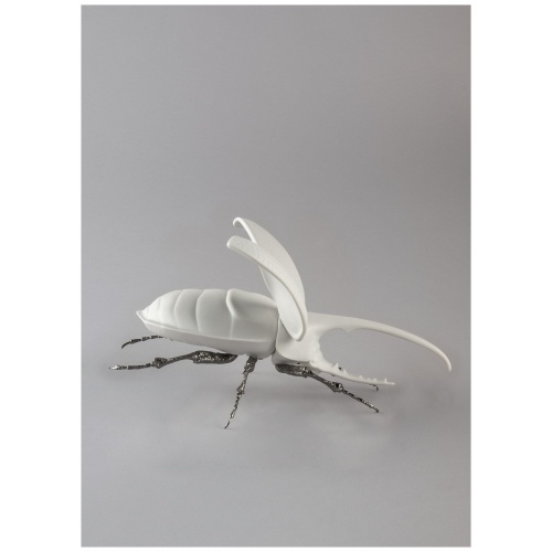 Hercules Beetle Figurine. Matte White 8