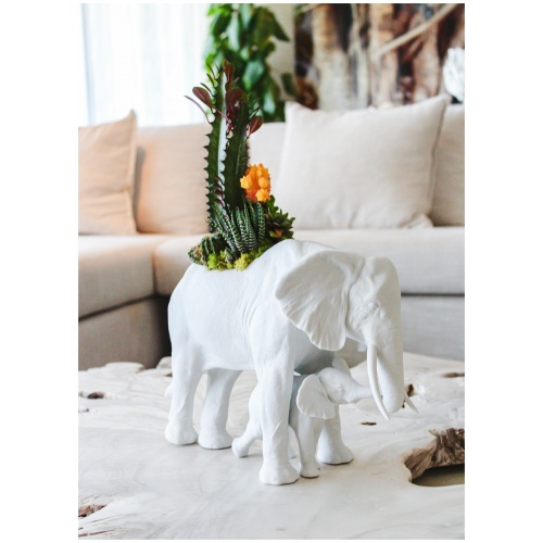 Elephant garden Sculpture. Matte White. Plant the Future 8