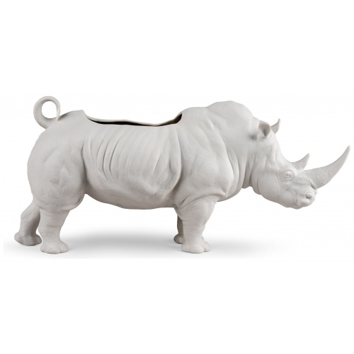 Rhino Garden Figurine. Matte White. Plant the Future 5