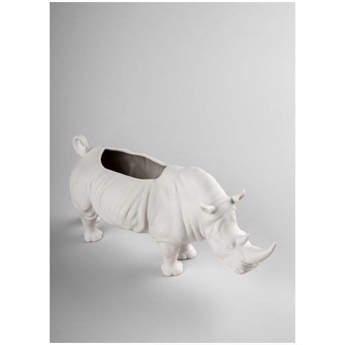 Rhino Garden Figurine. Matte White. Plant the Future 7