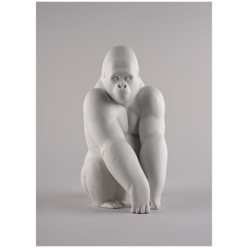 Gorilla with Airplants Figurine. Matte White-h. Plant the Future 12