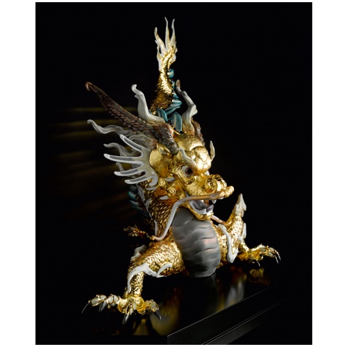 Great Dragon Sculpture. Limited Edition. Golden Lustre 8