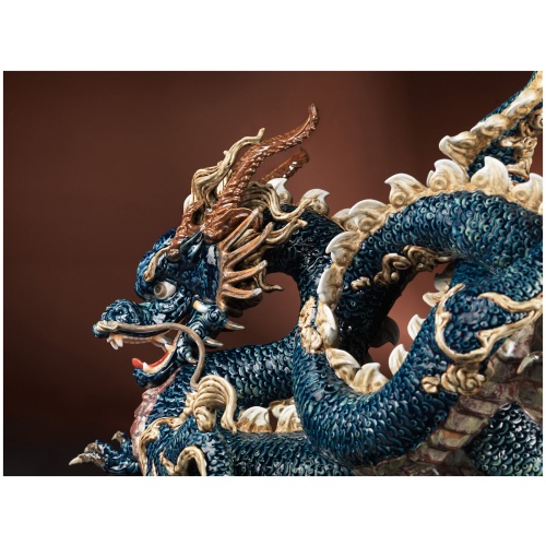 Great Dragon Sculpture. Blue enamel. Limited Edition 6