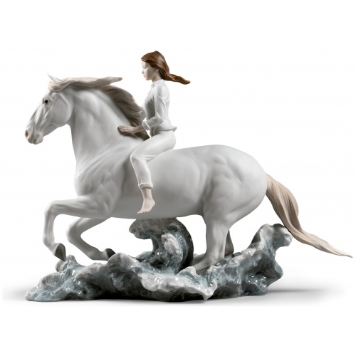 Riding her horse on the seashore Horse & Woman Figurine 5