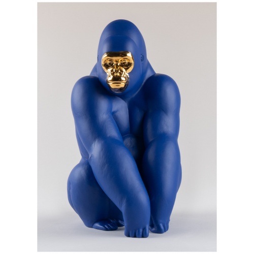 Gorilla Figurine. Blue-Gold. Limited Edition 8