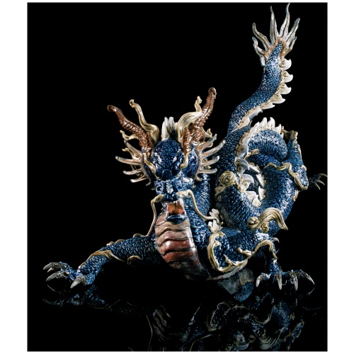 Great Dragon Sculpture. Blue enamel. Limited Edition 9