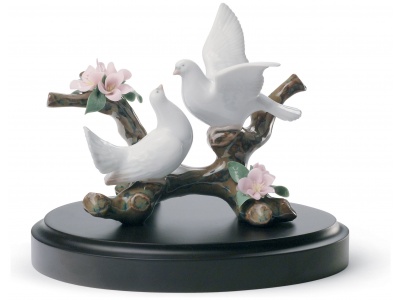 Doves on A Cherry Tree Figurine