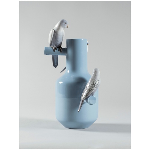 Parrot Parade Vase. Blue 7