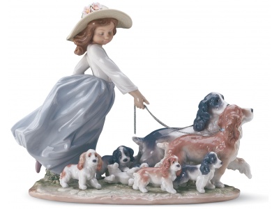 Puppy Parade Girl with Dogs Figurine