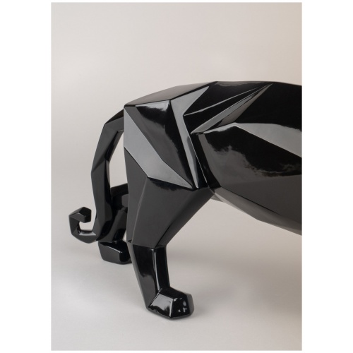 Panther Figurine. Glazed Black 7