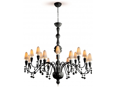 Ivy and Seed 16 Lights Chandelier. Large Flat Model. Absolute Black (CE/UK)