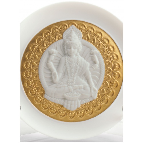 Goddes Lakshmi and Lord Ganesha Decorative Plates Set. Golden Lustre 5