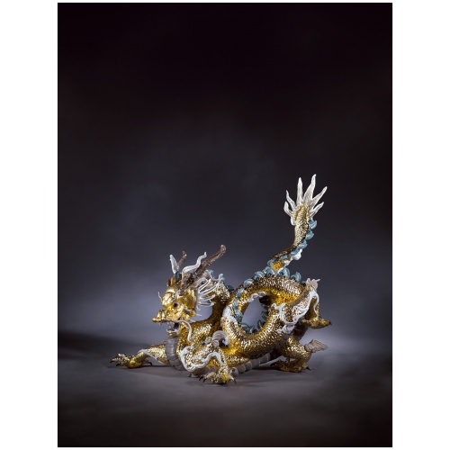 Great Dragon Sculpture. Limited Edition. Golden Lustre 7