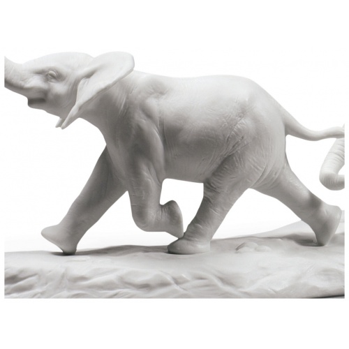 We Follow in Your Steps Elephants Sculpture. White 6