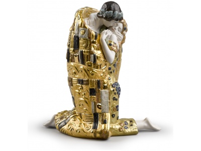 The Kiss Couple Sculpture. Golden Luster