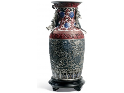 Oriental Vase Sculpture. Blue. Limited Edition