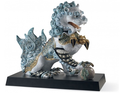 Guardian Lion Sculpture. Blue. Limited Edition