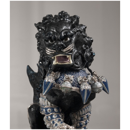 Guardian Lion Sculpture. Black. Limited Edition 8