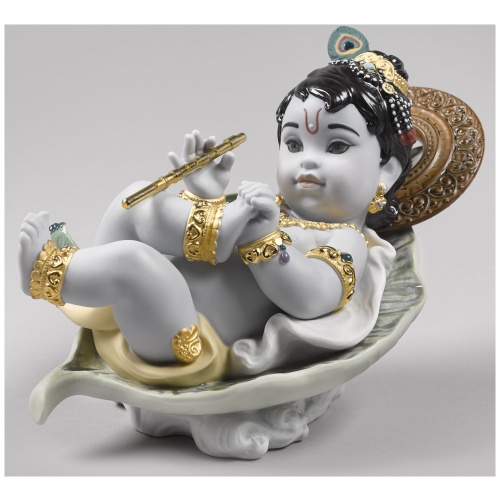 Krishna on Leaf Figurine 7