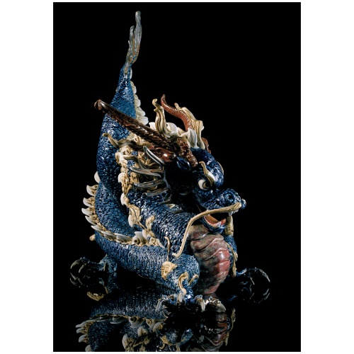 Great Dragon Sculpture. Blue enamel. Limited Edition 12