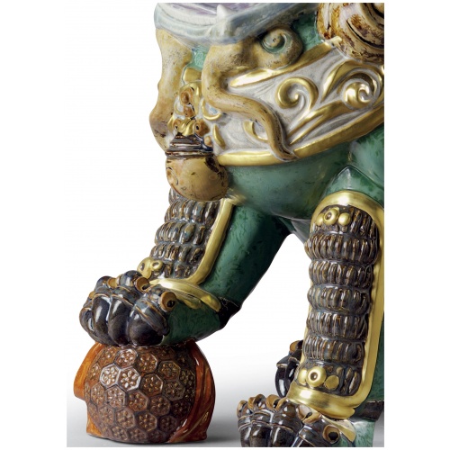 Oriental Lion Sculpture. Green. Limited Edition 5