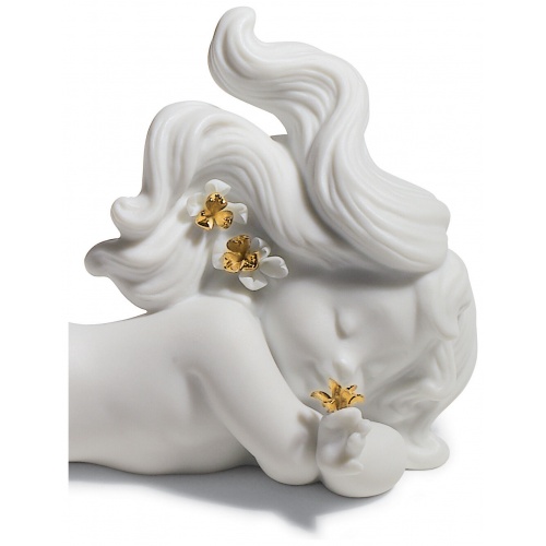 Day Dreaming at Sea Mermaid Figurine. Golden Lustre 5