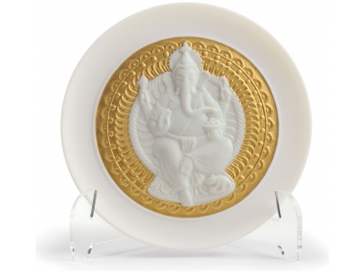 Lord Ganesha Decorative Plate. Golden Lustre