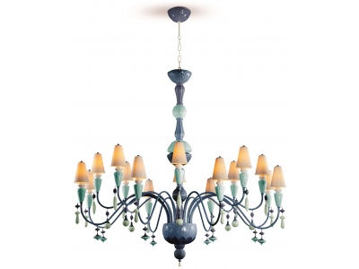 Ivy and Seed 16 Lights Chandelier. Large Flat Model. Ocean (CE/UK)