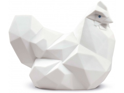 Hen Figurine. Matte White