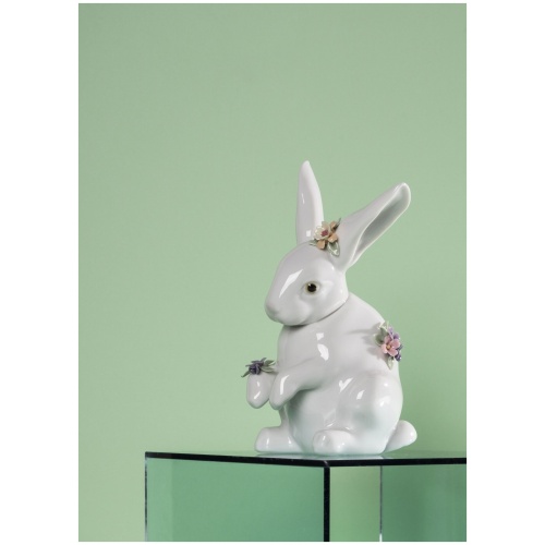 Sitting Bunny with Flowers Figurine 7