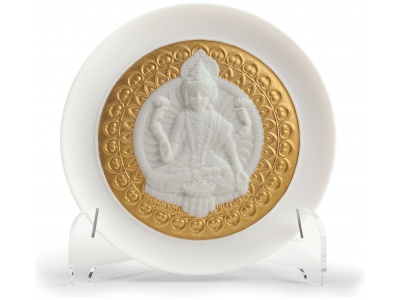 Goddess Lakshmi Decorative Plate. Golden Lustre