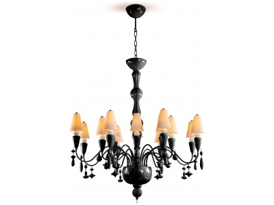 Ivy and Seed 16 Lights Chandelier. Medium Flat Model. Absolute Black (CE/UK)