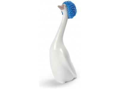 Goossiping Goose Figurine. Blue