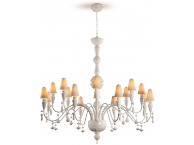 Ivy and Seed 16 Lights Chandelier. Large Flat Model. White (CE/UK)