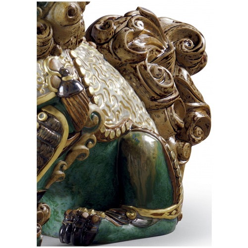 Oriental Lioness Sculpture. Green. Limited Edition 7