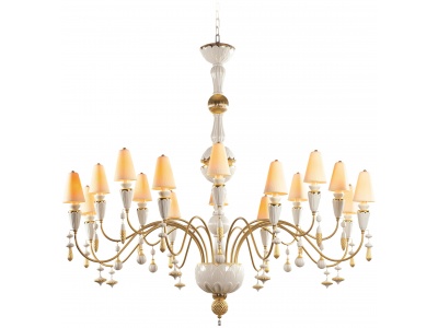 Ivy and Seed 16 Lights Chandelier. Large Flat Model. Golden Luster (CE/UK)