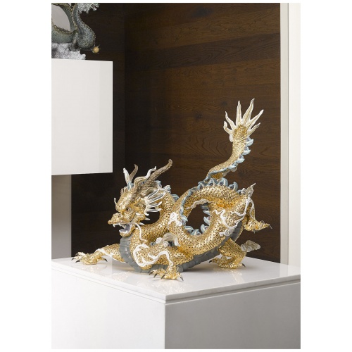 Great Dragon Sculpture. Limited Edition. Golden Lustre 5