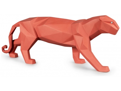 Panther Figurine. Coral matte