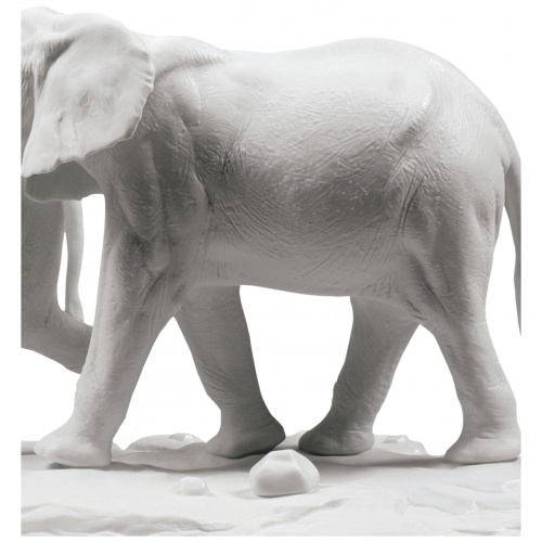 We Follow in Your Steps Elephants Sculpture. White 8