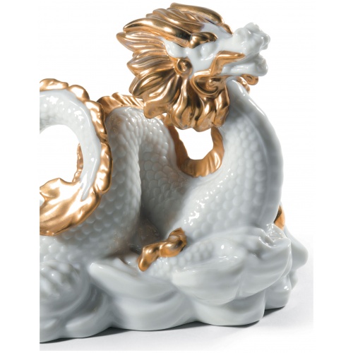 The Dragon Sculpture. Golden Lustre and White 5