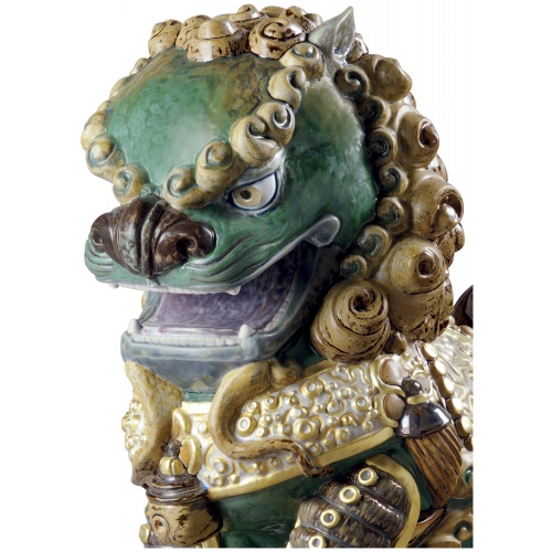 Oriental Lioness Sculpture. Green. Limited Edition 6