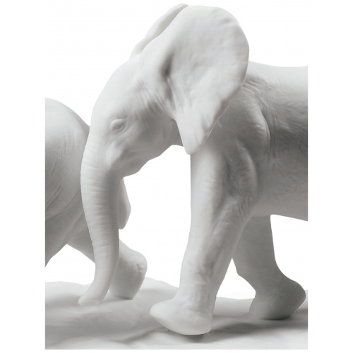 Following The Path Elephants Sculpture. White 5