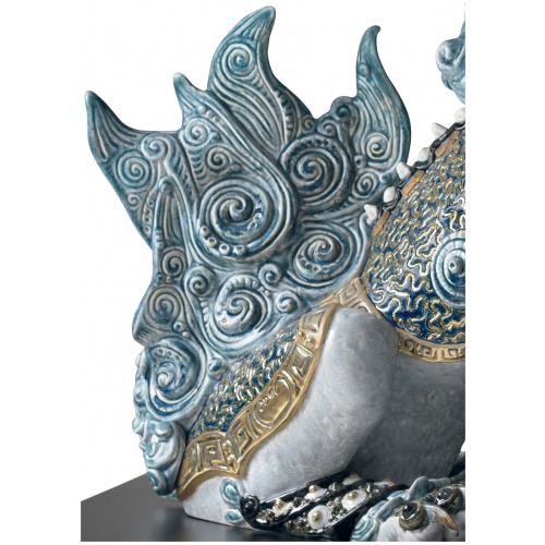 Guardian Lion Sculpture. Blue. Limited Edition 8