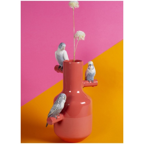 Parrot Parade Vase. Coral 9