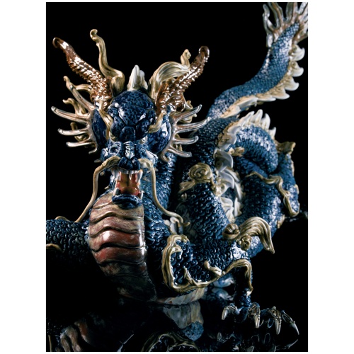 Great Dragon Sculpture. Blue enamel. Limited Edition 8